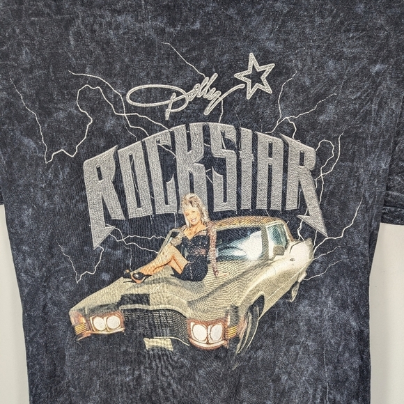 Y2K Dolly Parton Rockstar Tshirt lightning car graphic woman's size small - Picture 2 of 4